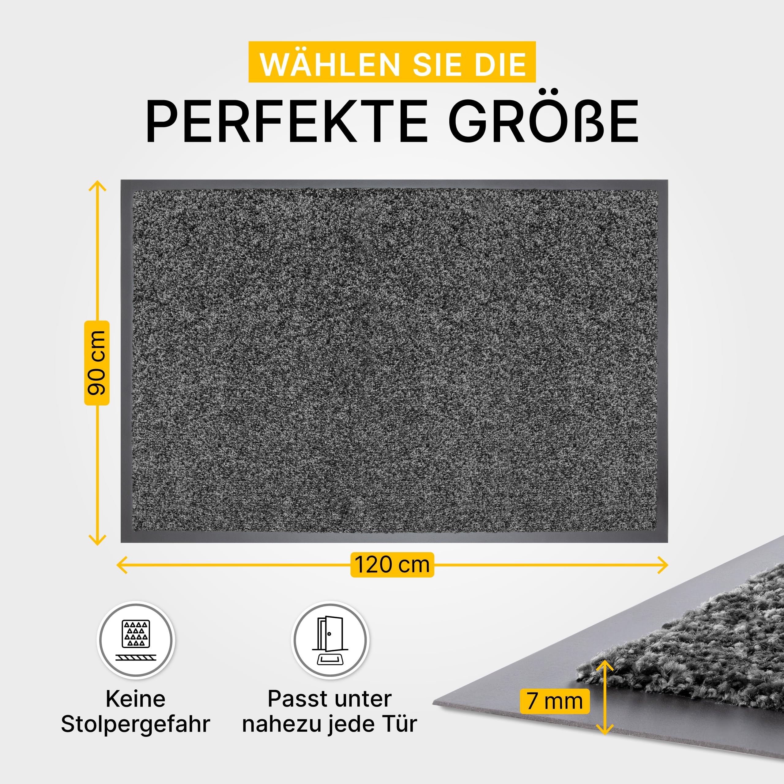 Entrando Felpudo Entrada XL 90x120 cm, Tono Oscuro versátil – Lavable y Antideslizante, Ideal para oficinas y consultas (Antracita)