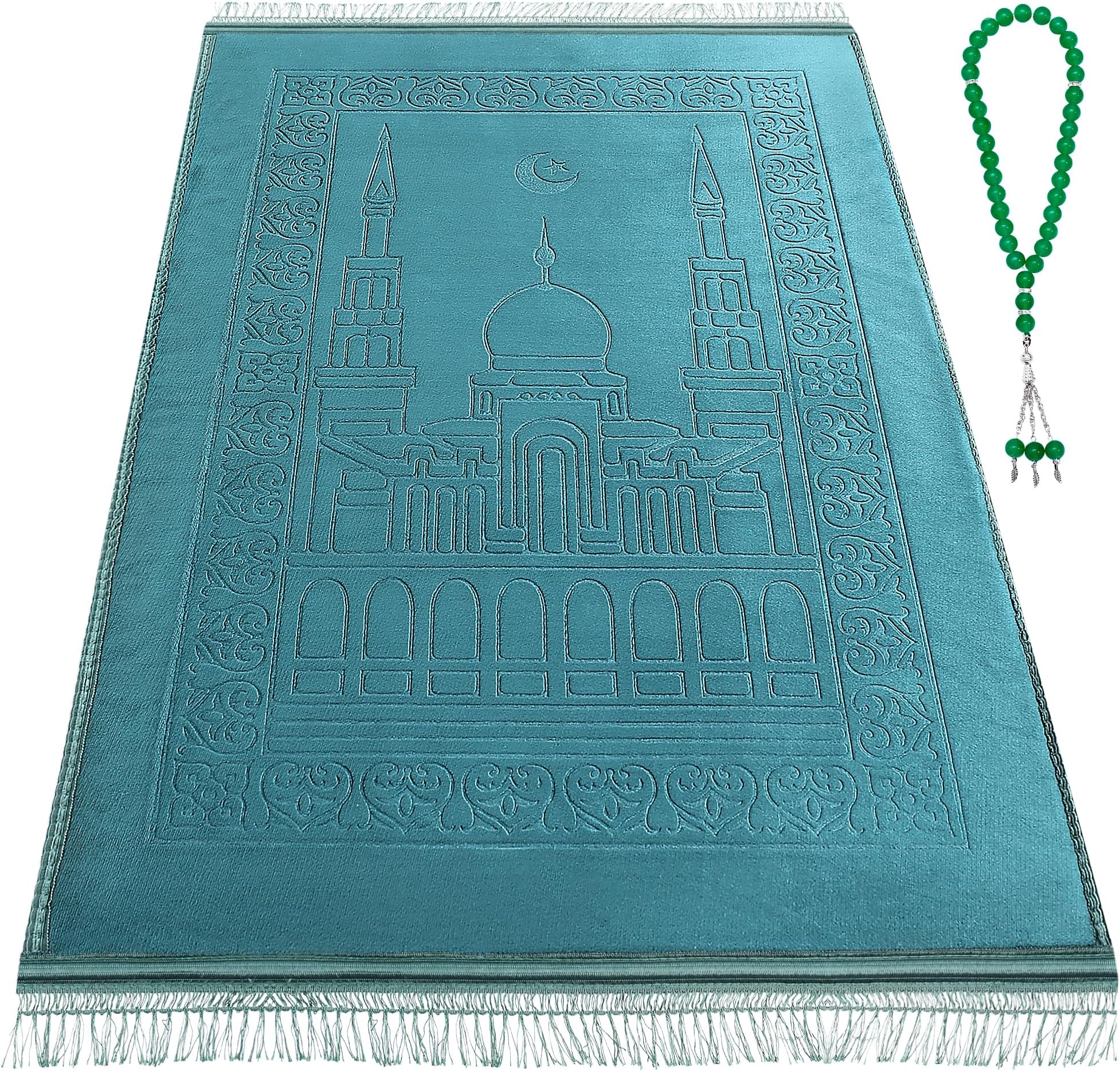 Muslim Prayer mat Extra Soft and Thick Padded Rug for Eid Travel Ramadan Islamic Gift and Great for Knees and Forehead