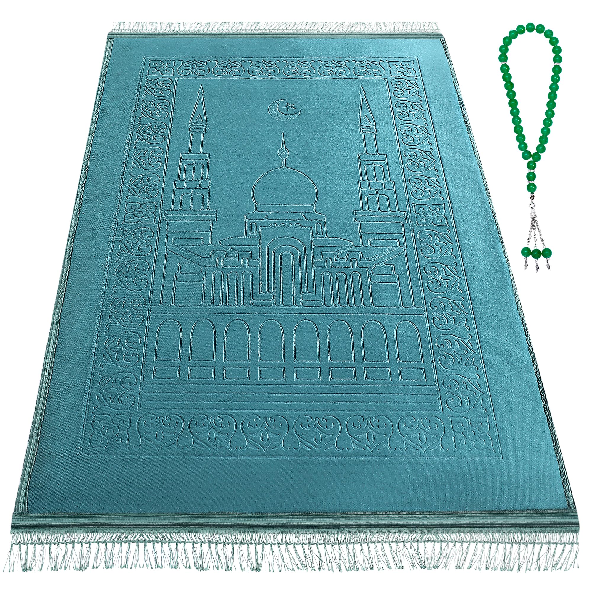 Muslim Prayer mat Extra Soft and Thick Padded Rug for Eid Travel Ramadan Islamic Gift and Great for Knees and Forehead