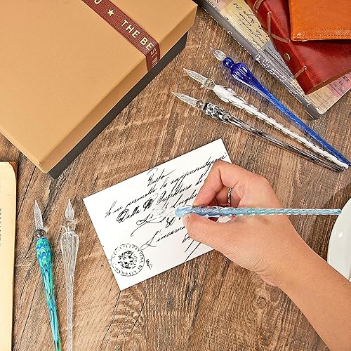 Miniatura 5 de Zonon 6 bolígrafos de inmersión de vidrio hechos a mano con firma de cristal para caligrafía, bolígrafo vintage de tinta de inmersión de