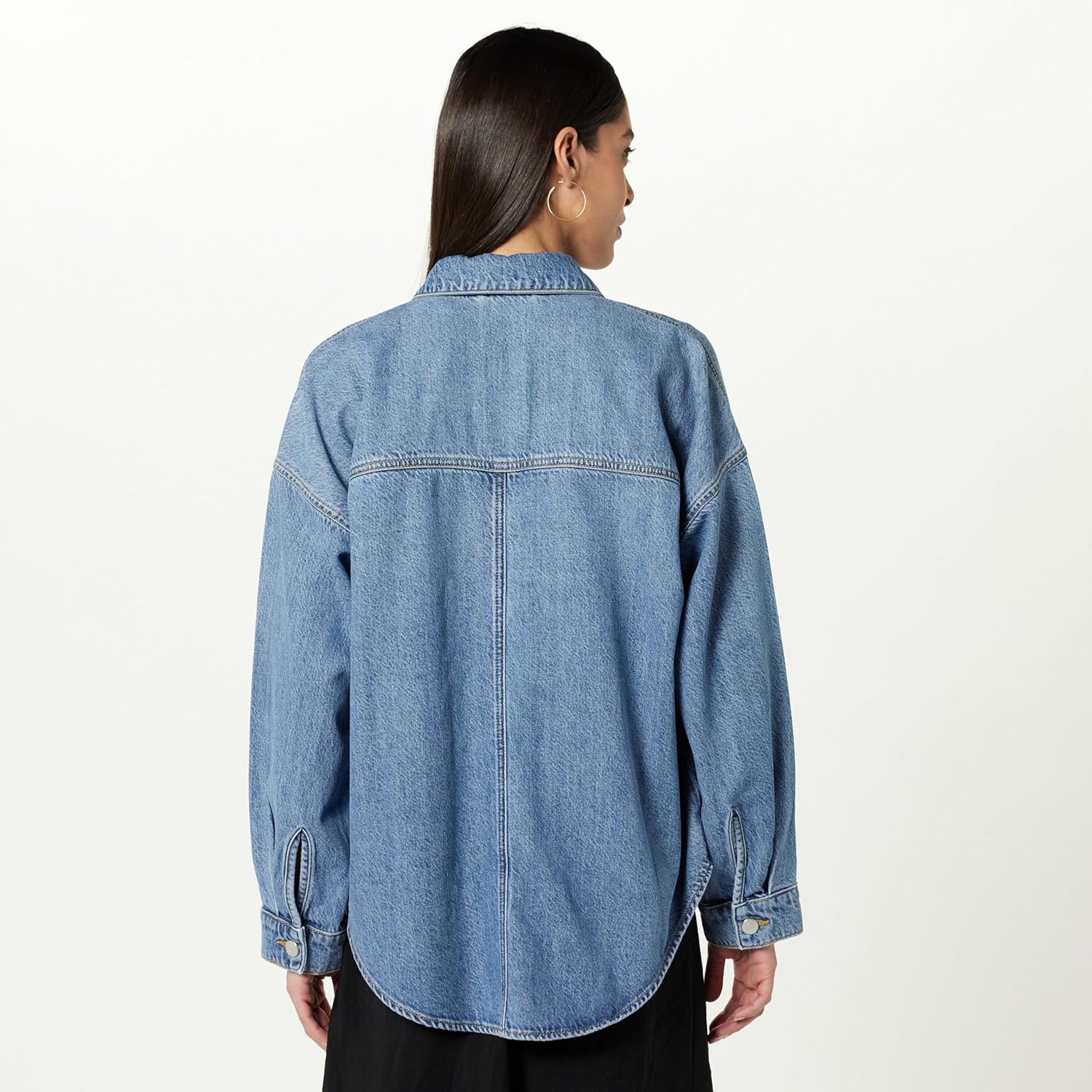The Drop womens Pilar Long Denim Shirt Jacket