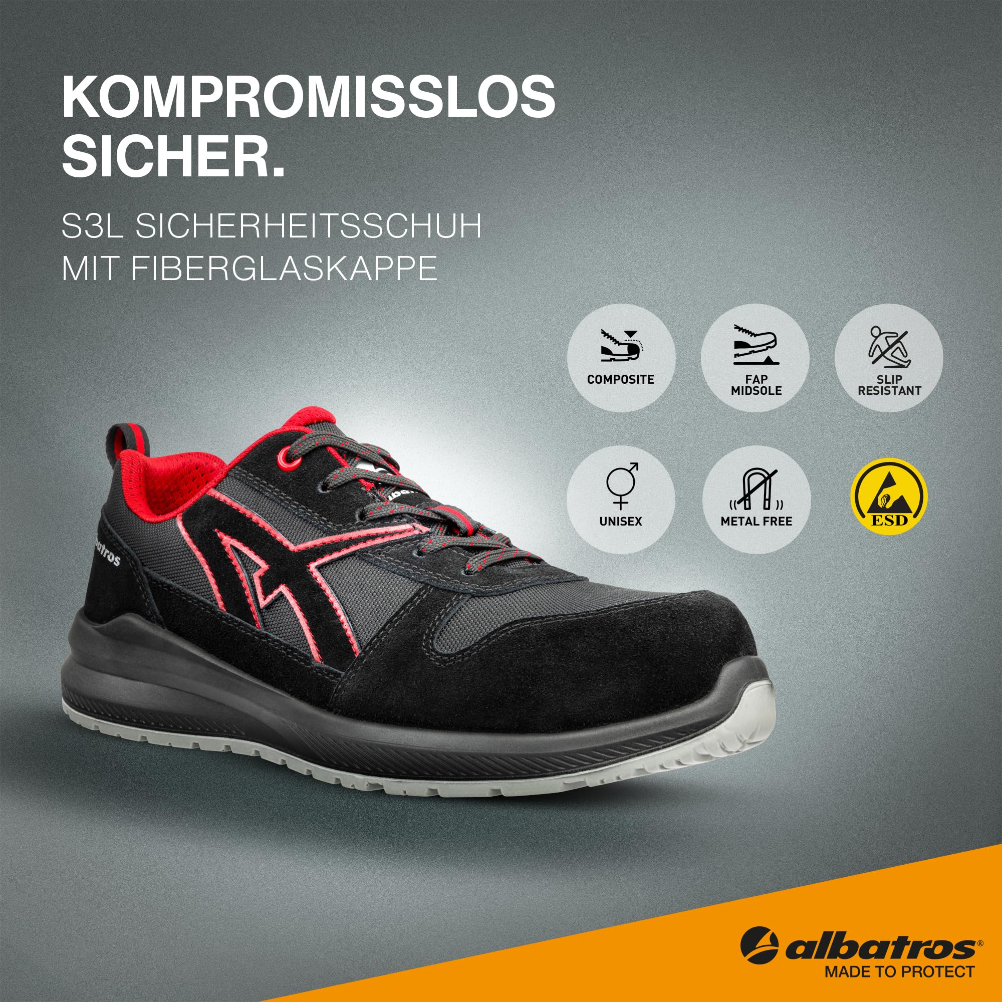 ALBATROS Clifton S3 SRC Chaussures de Travail Basses avec Embout en Fibre de Verre et Protection Anti-Perforation antidérapantes sans métal Unisexe