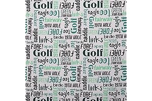 Mook Fabrics, Cotton Golf, Famous Words Patterned Golf Fabric by The Yard, Emerald Cut