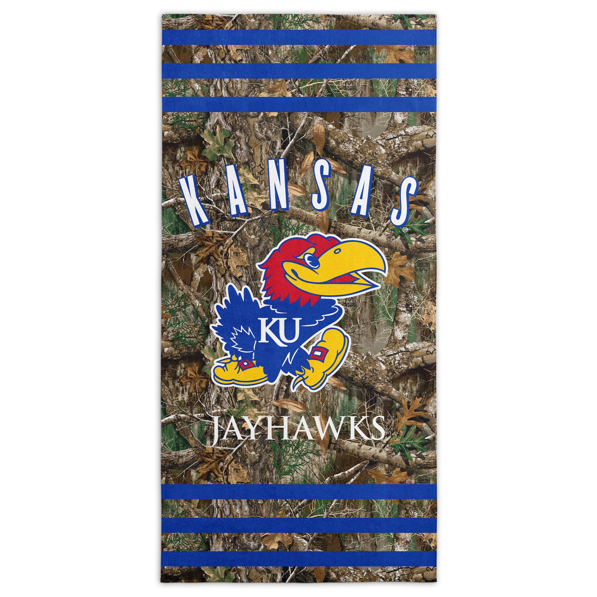 Northwest NCAA Kansas Jayhawks Unisex-Adult Beach Towel, 30" x 60", Realtree Stripes