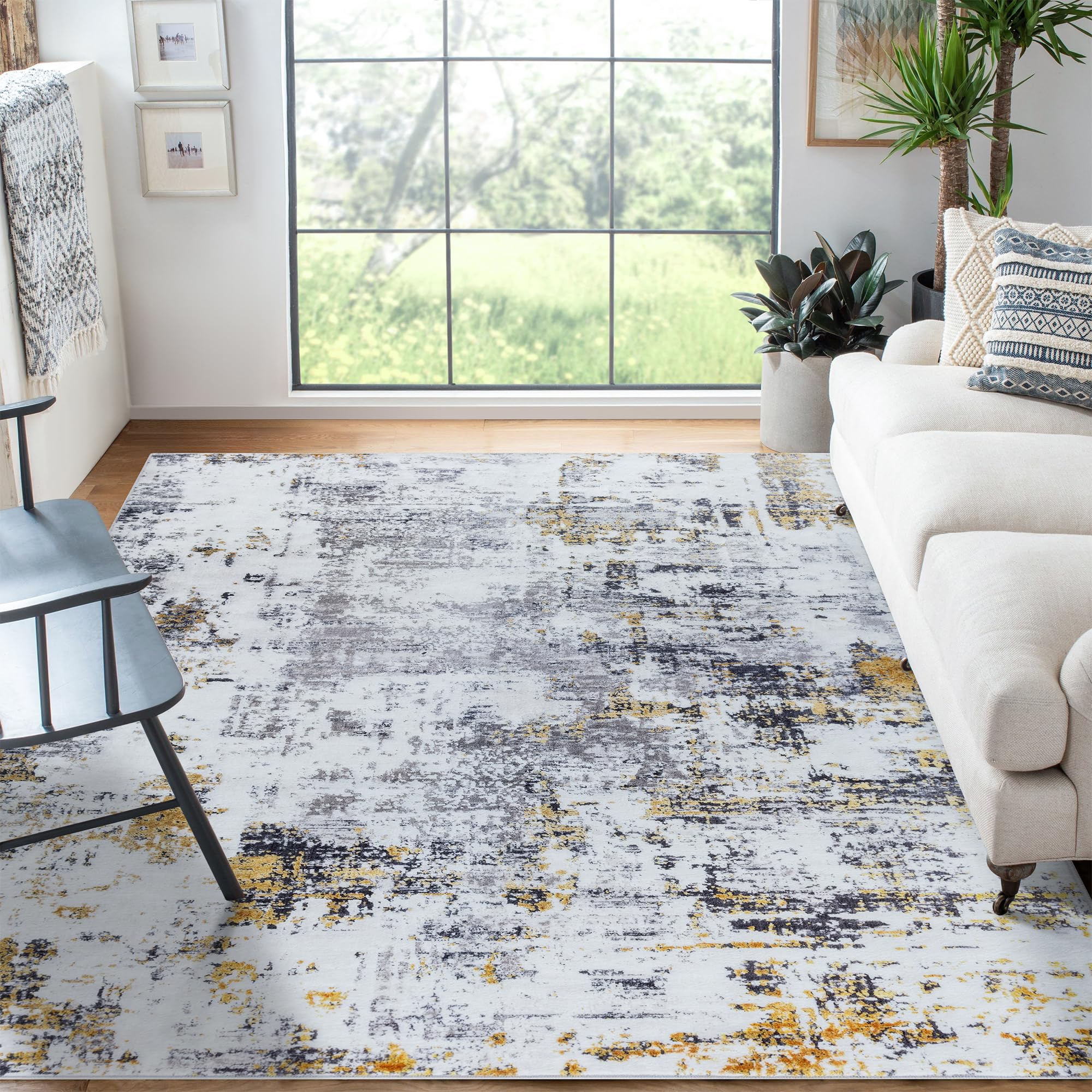 Auemtyn 3'x5' Washable Area Rug - Modern Abstract Carpets for Living Room, Bedroom & Dining Room, Stain Resistant, Soft Non-Slip, Machine Washable (