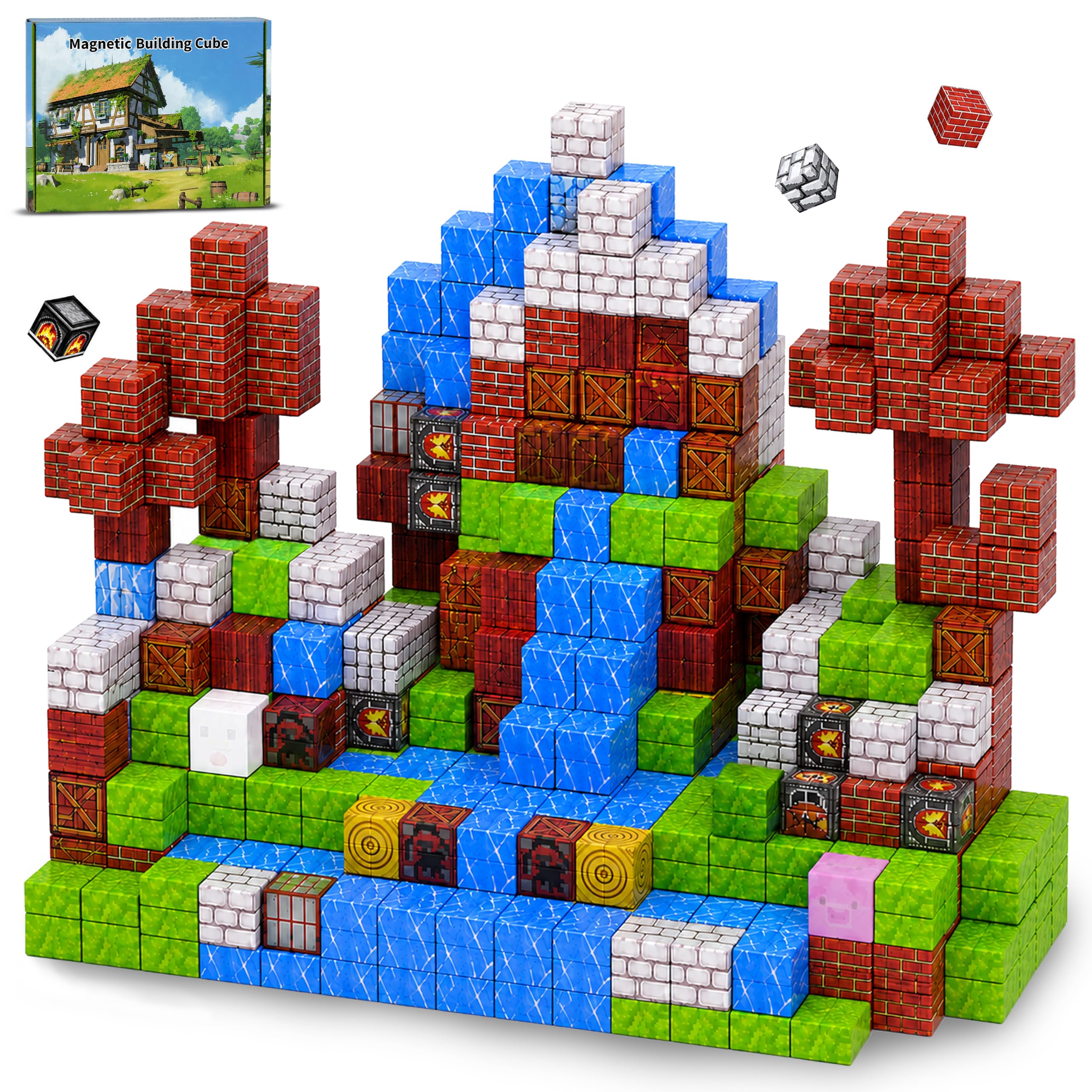 150PCS Magnetic Building Blocks Set, STEM Construction Toy for Creative Learning, Stacking Building Set Gift for Boys Girls Age 4 5 6 7 8 9 10 (Block-B)