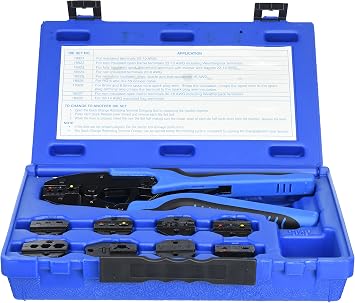 SG Tool Aid SGT18980 Ratcheting Terminal Crimping Kit Quick Change with 9 Die Sets
