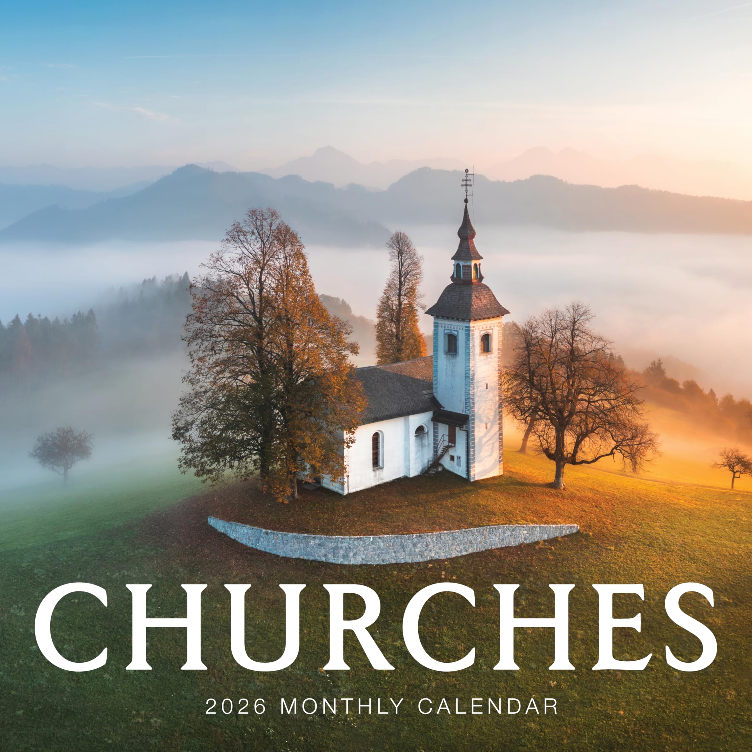 Churches 2026 Calendar | Christian Church Wall Decor | Christian Bible Verses, Country Chapels | New Testament, Gospels, Worship | Marble City Press | 12โ x 24โ Open | Sustainable | Plastic Free |