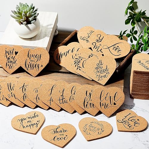 Miniatura 3 de Umigy 50 juegos de recuerdos de boda para invitados, posavasos de corcho en forma de corazón a granel, recuerdos, regalos de despedida de soltera