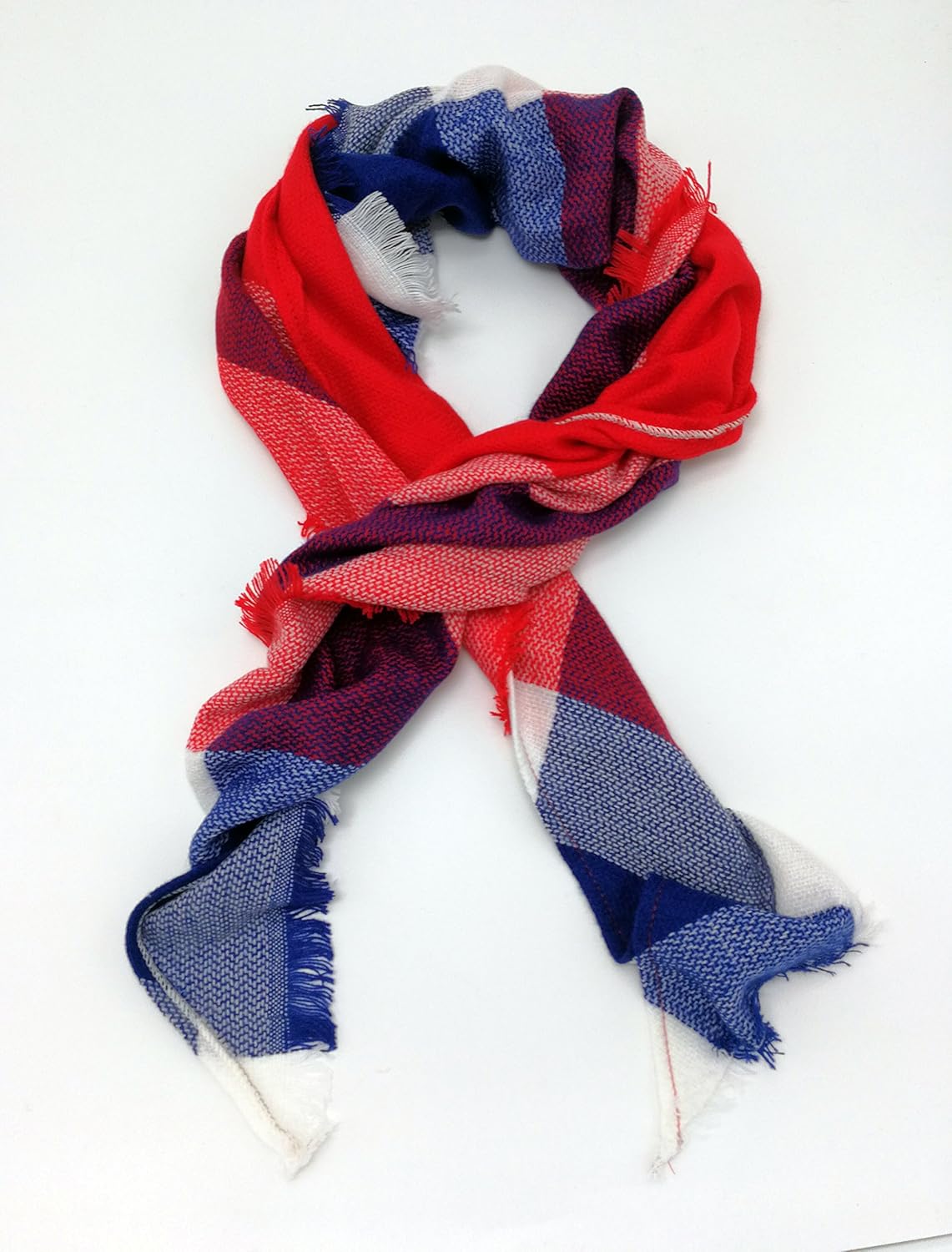 Wander Agio Womens Warm Long Shawl Winter Wraps Large Scarves Knit Cashmere Feel Plaid Triangle Scarf - Image 2