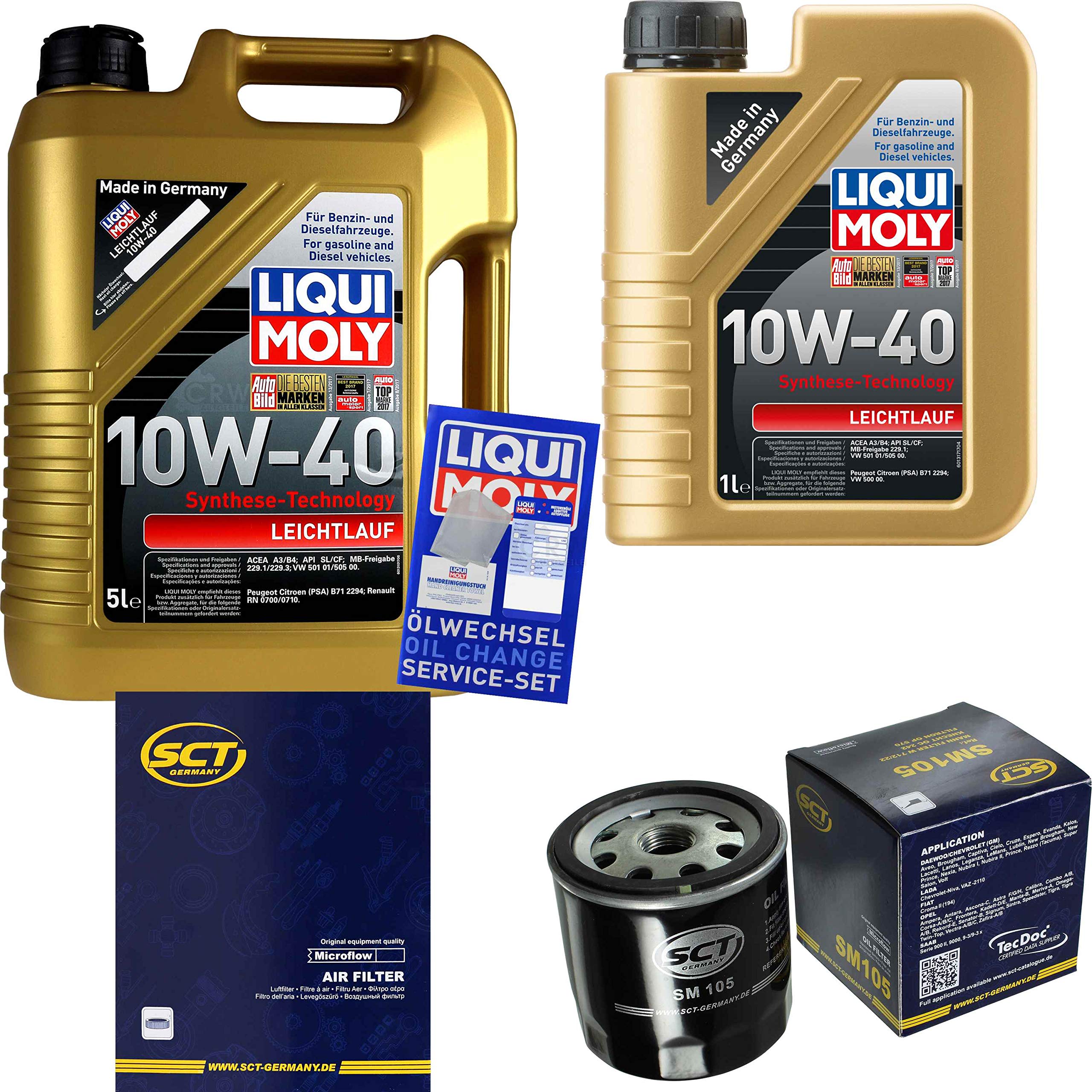 Set di filtri, 6 litri, olio motore scorrevole, 10W-40 SCT Germany