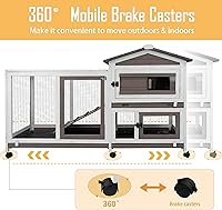 Vista 6 de PetsCosset - Jaula para conejos de 57" de largo, para interior y exterior, de 2 pisos, jaula grande para conejos con área descubierta, jaula
