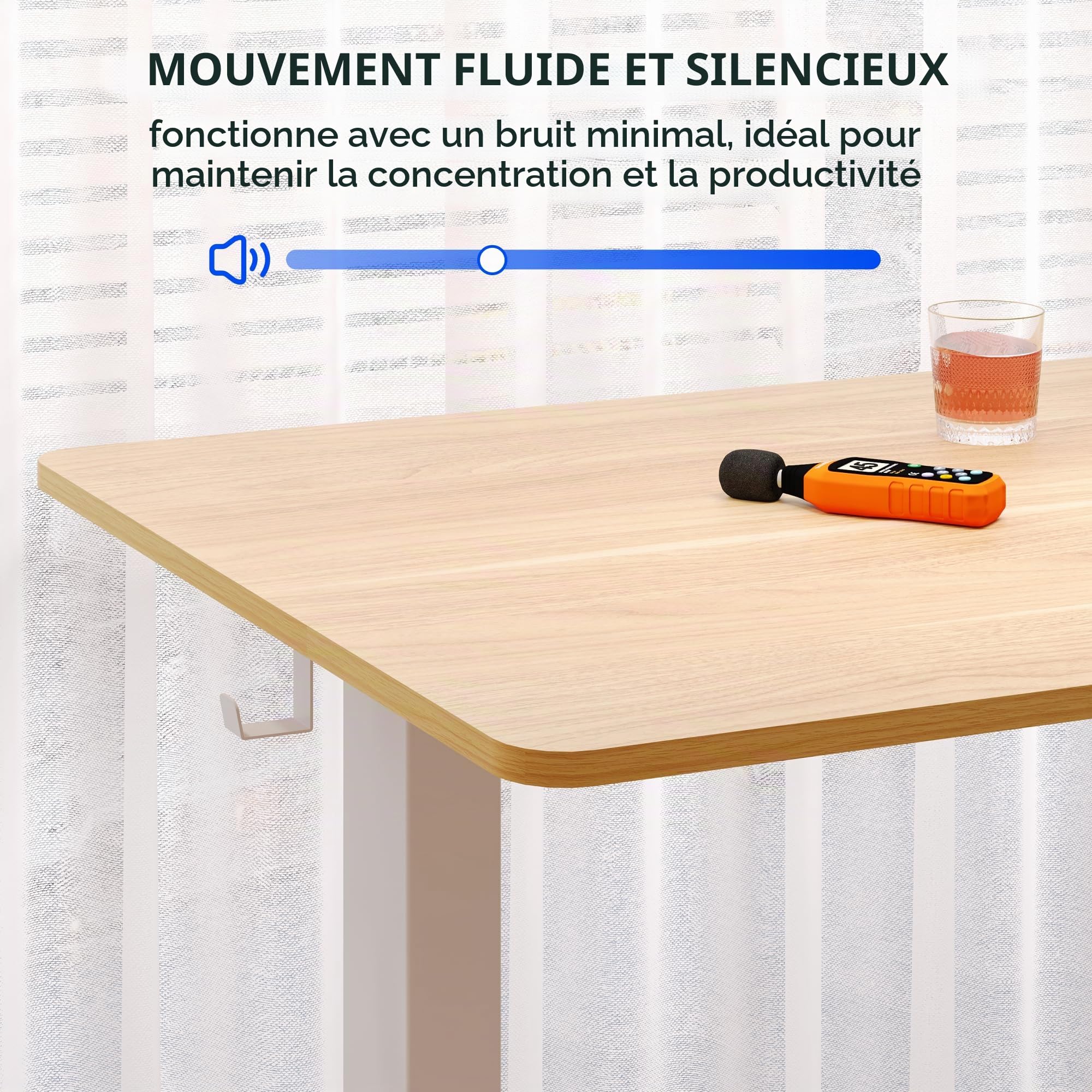 FLEXISPOT Bureau Assis Debout, Une Pièce Bureau Électrique Réglable en Hauteur, Fonction Mémoire 4 Hauteurs,pour Table, Télétravail, 120x60cm Érable