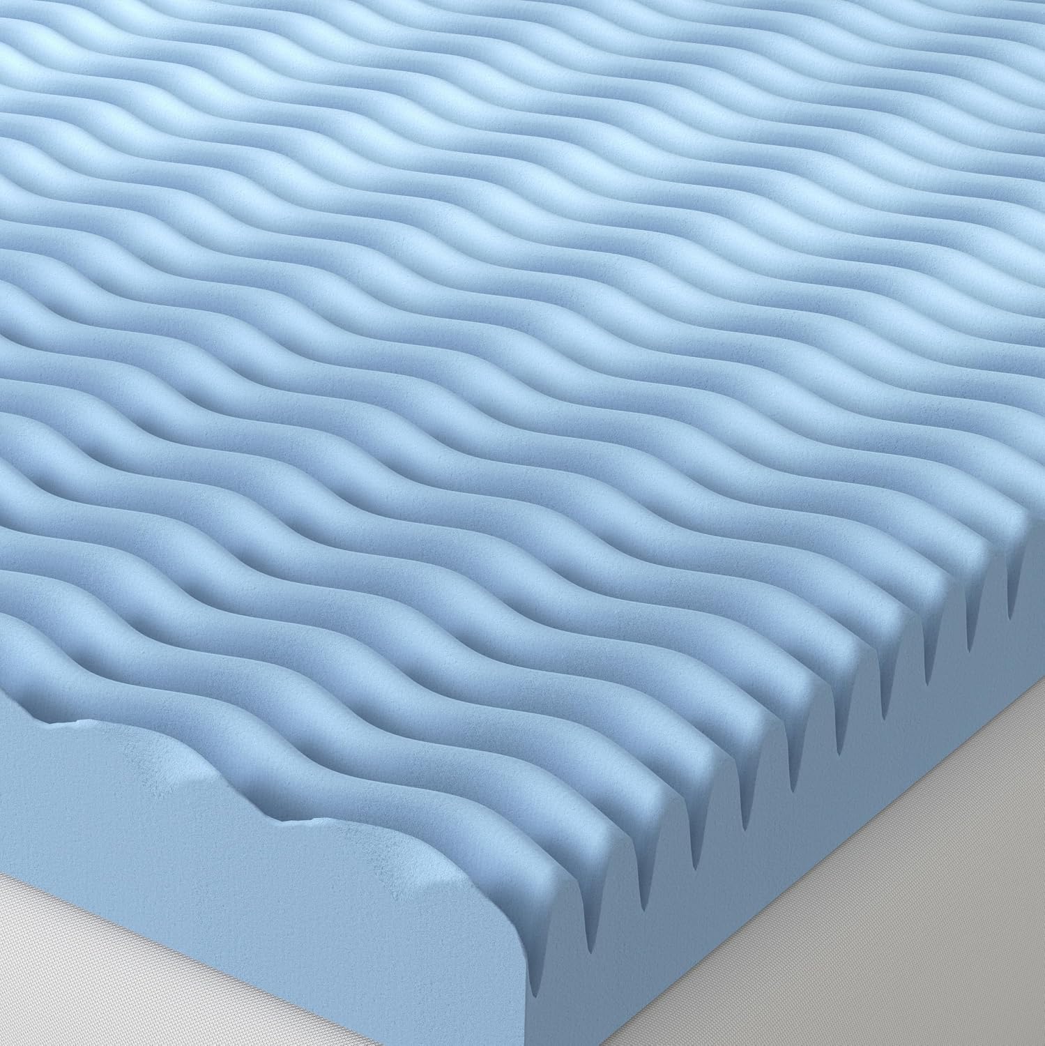 Vibe 4-Inch Convoluted Gel Memory Foam Mattress Topper - Queen Size - Cooling Pressure Relief - Certi-PUR Certified