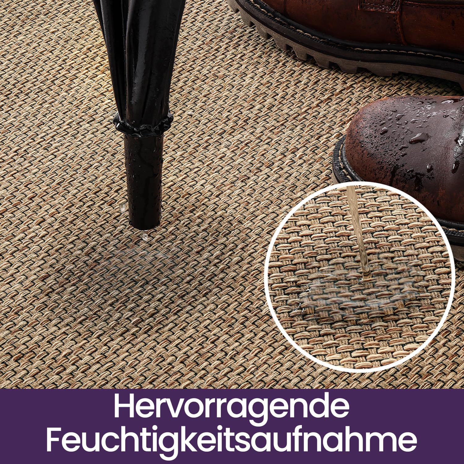DEXI Fußmatte Innen 60 x 90 cm, rutschfest Schmutzfangmatte mit Gummirücken, absorbierend Fussmatte Innenbereich, Dünn Türmatte, waschbar Sauberlaufmatte für Haustür & Flur, Beige