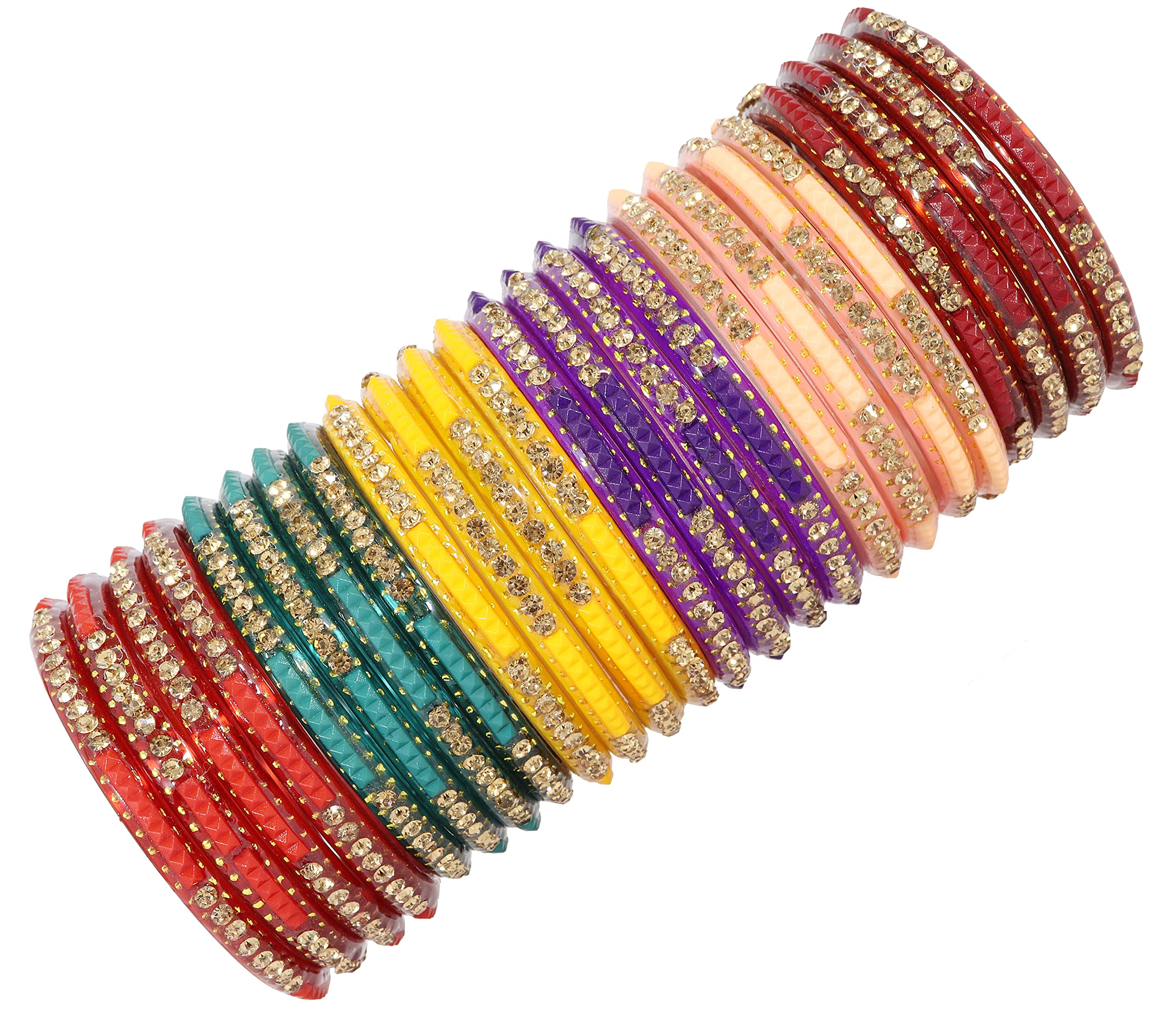 ZULKA Glass with Zircon Gemstone Studded worked Glossy Kada/Bangle Set For Women and Girls, (MultiColour_2.4 Inches), Pack of 24 Kada Set (B09SG8WQ4Z) Amazon Price History, Amazon Price Tracker