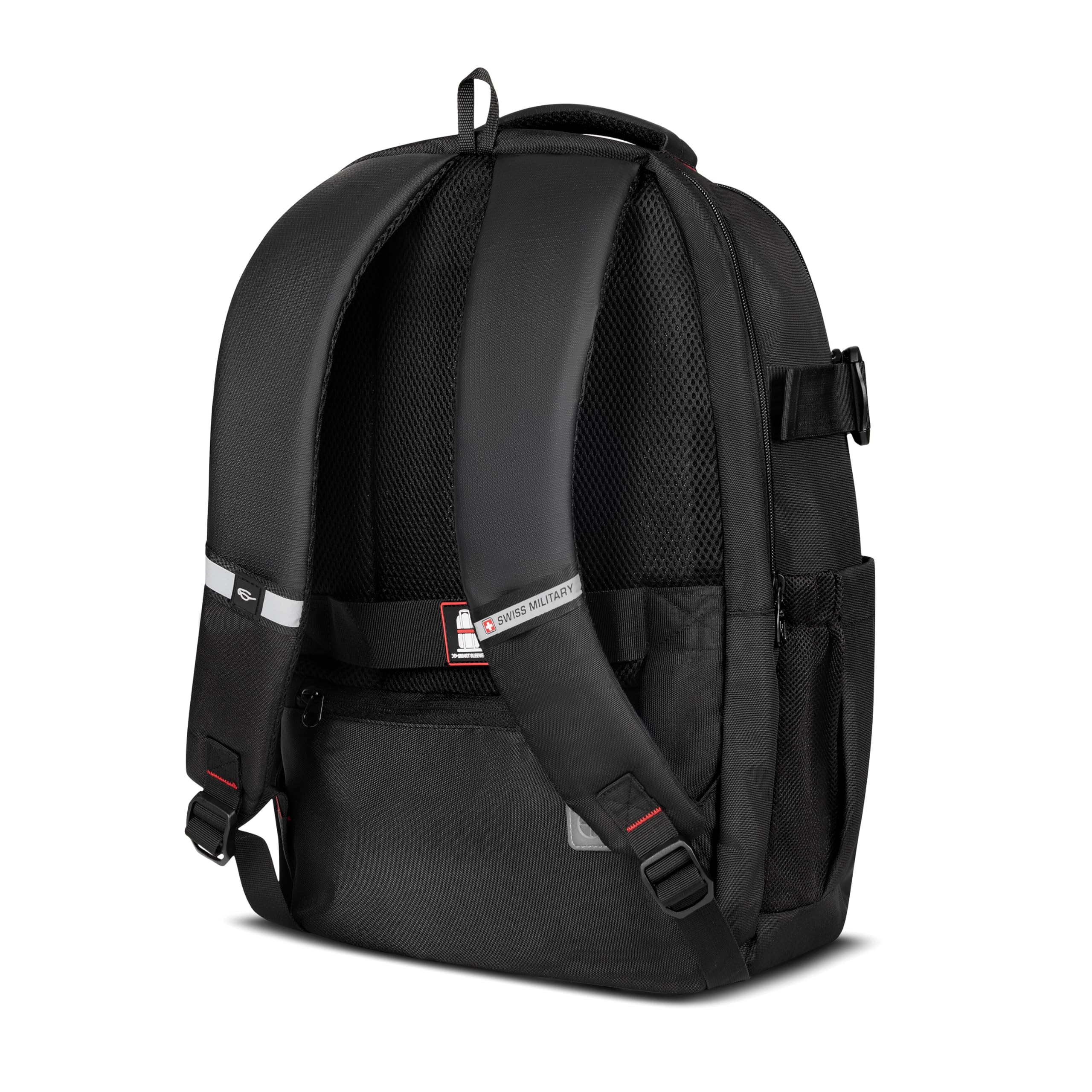 SWISS MILITARY 30L Laptop Travel Backpack for 15.6 Inch Laptop, Unisex Office & College Bag with Luggage Strap, Anti-Theft Pocket, Detachable Key Ring & Expandable Bottle Pocket Black — Amazon image 6