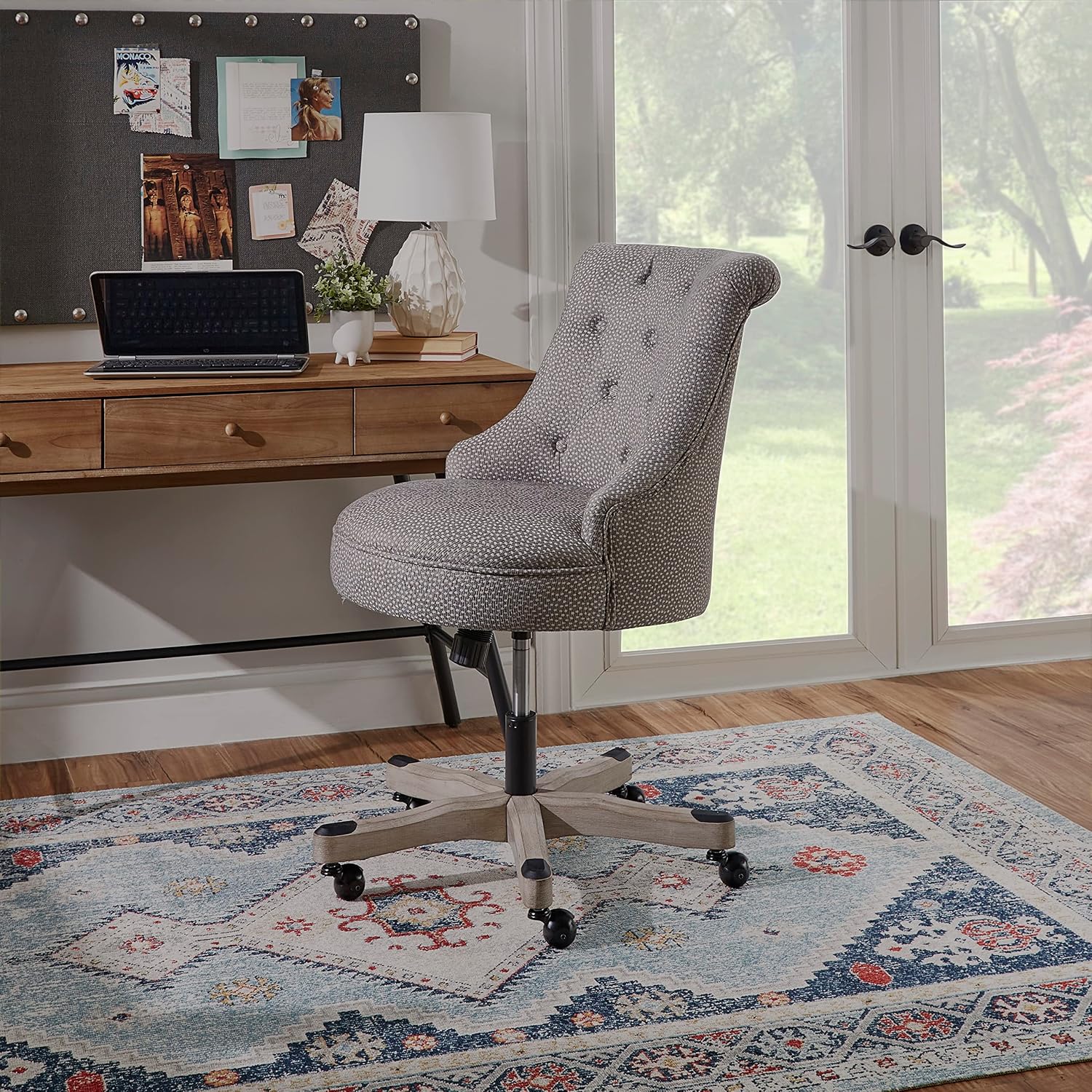 Linon Talia Office Chair, Gray 28.25D x 27.25W x 35.75H Inch