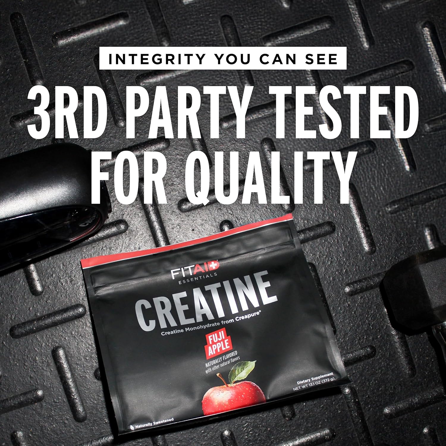 FITAID Creatine Monohydrate Powder, CreaPure, Fuji Apple, ATP Production for Weightlifting, Running, Naturally Flavored, Smooth-Mixing, Easy on Stomach, Resealable, 60 Servings