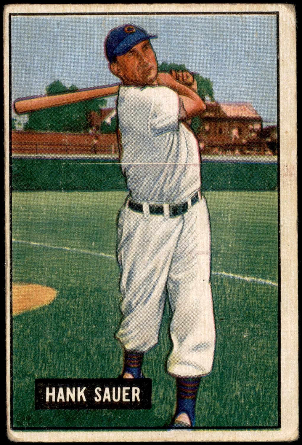 1951 Bowman 22 Hank Sauer Chicago Cubs (Baseball Card) VG