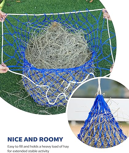Miniatura 4 de Harrison Howard Red de heno de alimentación lenta para caballos con agujeros de malla de 2 x 2 pulgadas, alimentador de cabra azul 40 pulgadas