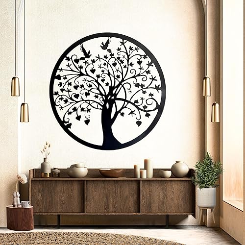 Miniatura 6 de Bellaa 20209 - Árbol de la vida de metal para colgar en interiores o exteriores, jardín de aves de 24 pulgadas UN NEGRO 20230,NEGRO 21918,negro