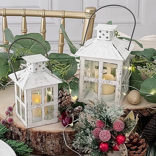 Miniatura 2 de Kate Aspen Farol decorativo blanco rústico de 5 pulgadas