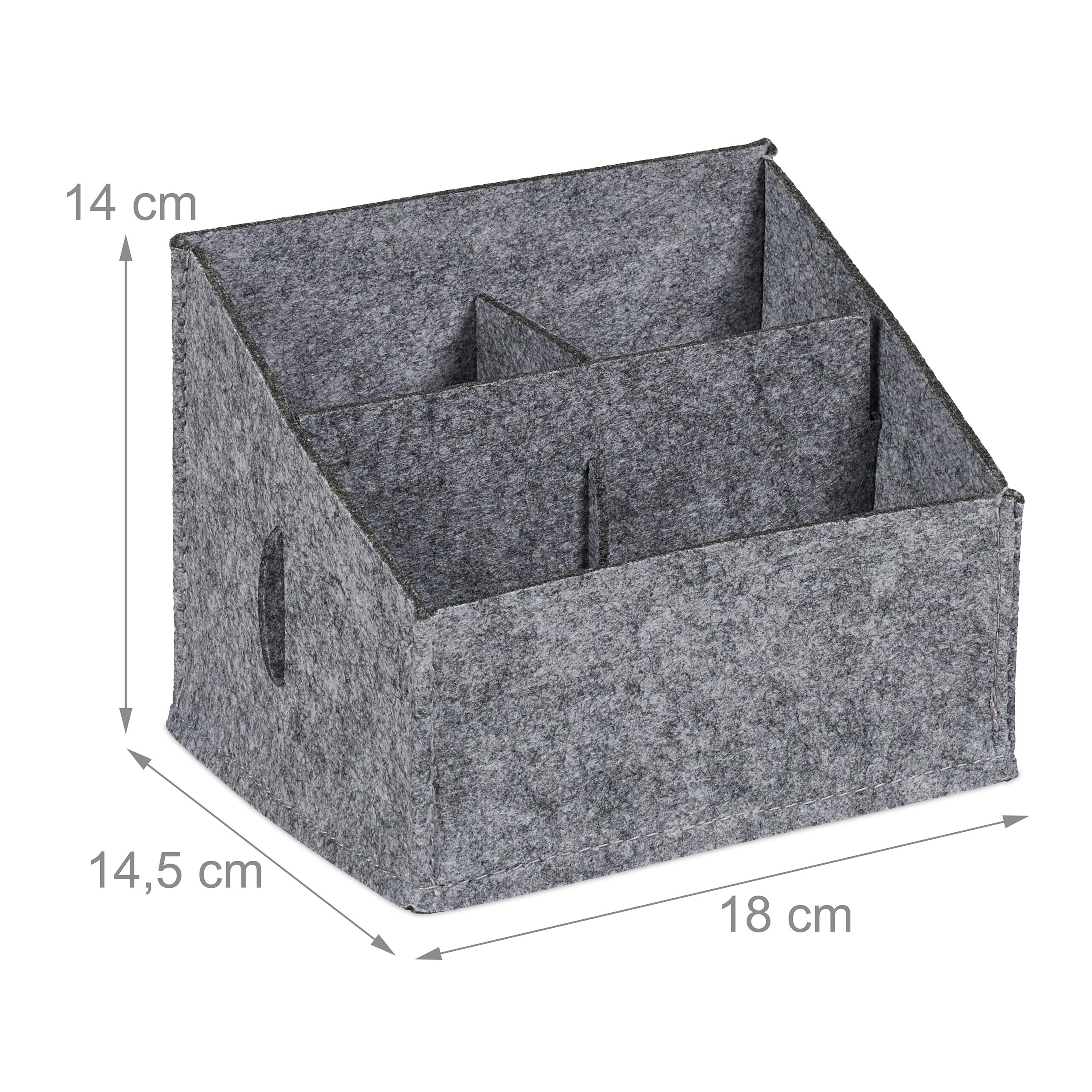 Relaxdays Schreibtisch-Organizer – 2er Set Aus Filz, 3 Fächer, Grau, 14x18x14,5 Cm, Für Stifte & Bürozubehör