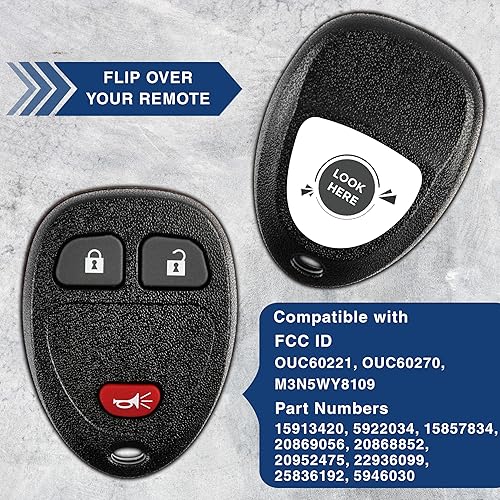Miniatura 4 de KeylessOption llavero control remoto de repuesto de 3 botones para acceso sin llave a automóvil, Negro