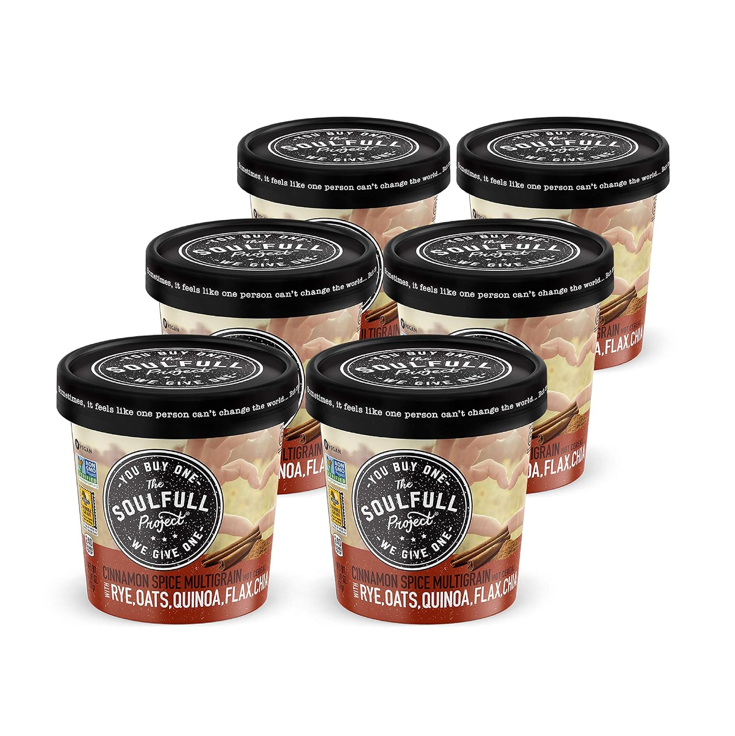 The Soulfull Project Instant Oatmeal Cups, Cinnamon Spice Multigrain, 2.01 Ounce (Pack of 6), Non GMO, Vegan