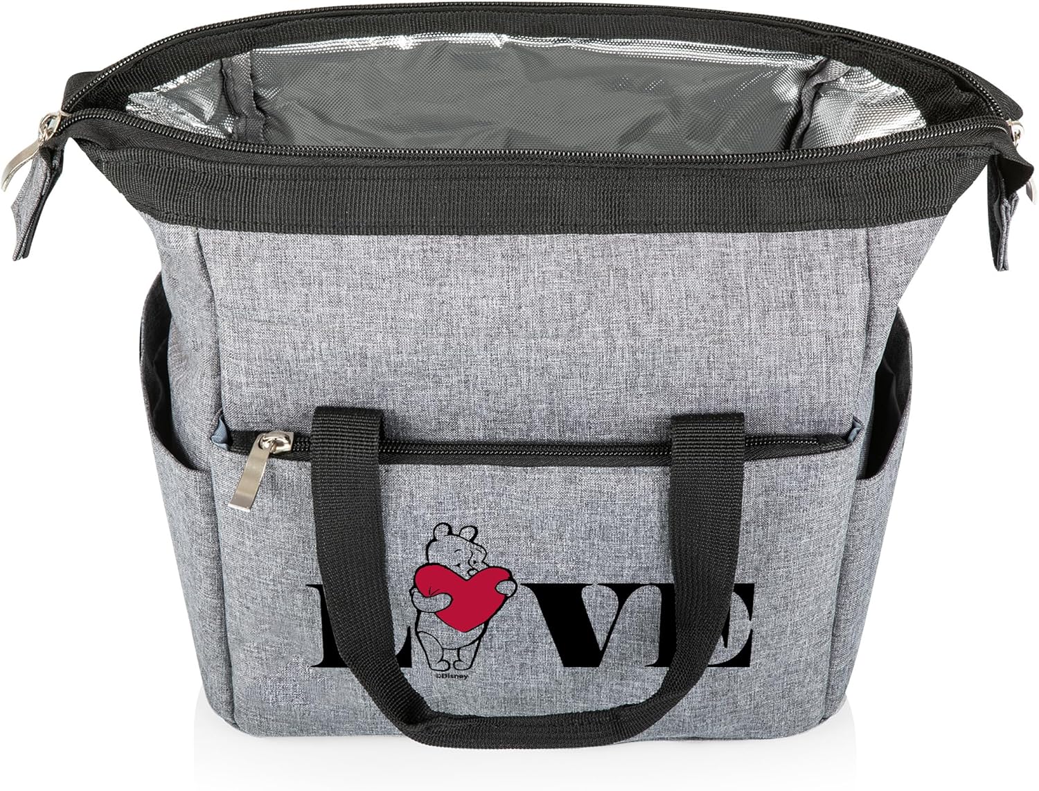 PICNIC TIME Disney Winnie the Pooh On The Go Lunch Bag, Soft Cooler Lunch Box, Insulated Lunch Bag, (Heathered Gray)