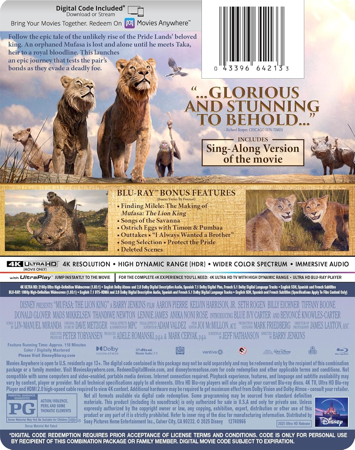 Mufasa: The Lion King - UHD/BD Combo + Digital + Steelbook