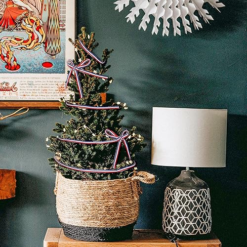 Miniatura 10 de Cinta de grogrén a rayas rojas, blancas y azules para envolver regalos del Día de los Caídos, decoración de fiestas, manualidades y costura (rojo,