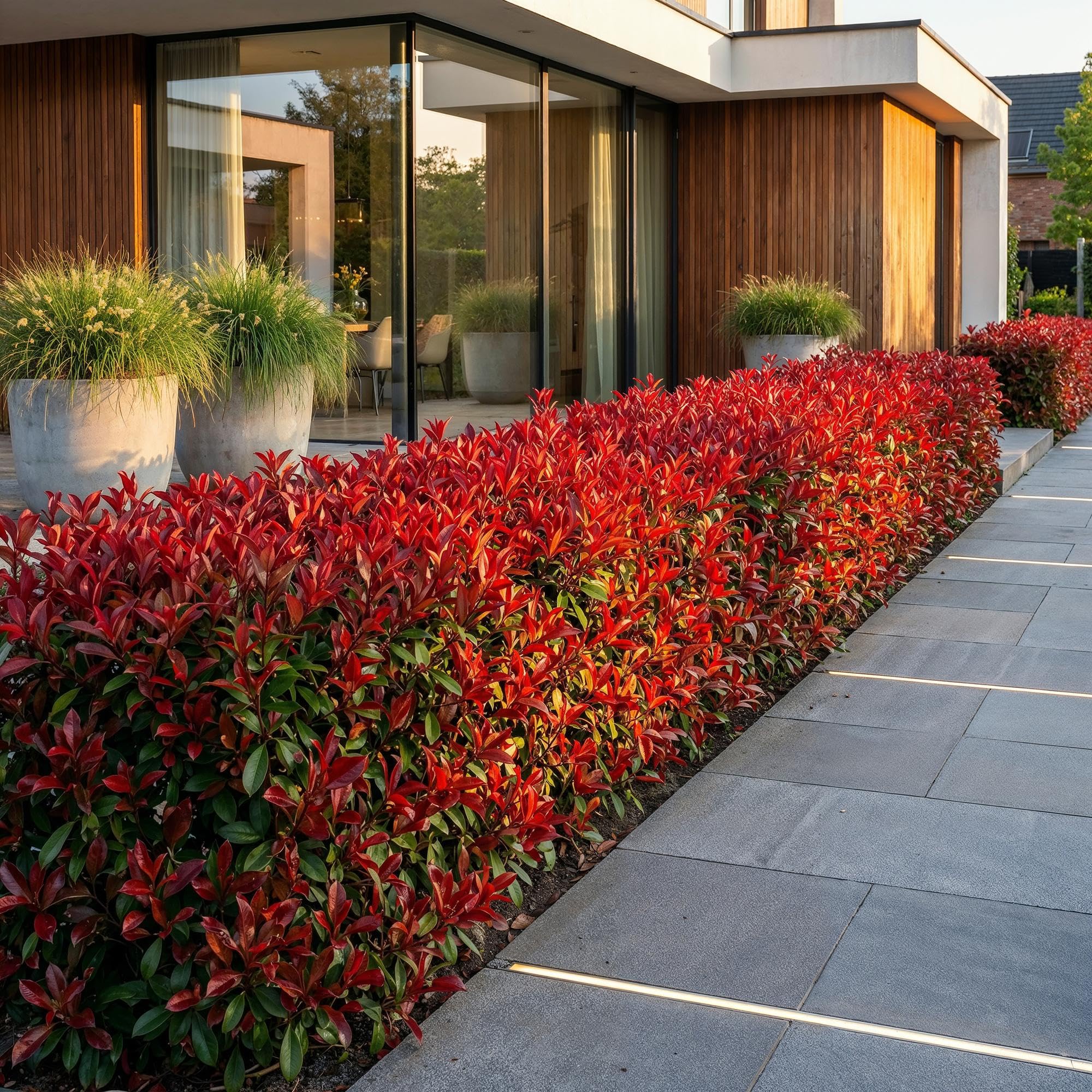 Green boutiQ - 16x Photinia fraseri Little Red Robin - Glansmispel - Plantes de haie - Persistant - Rouge - Pot 9cm - Hauteur 25-35cm
