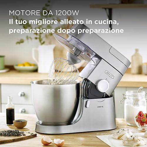 Kenwood KVL4100S Impastatrice Planetaria Chef XL con Ciotola da 6,7L, 3 Ganci di Miscelazione, Personalizzabile con oltre 25 Accessori Opzionali Acquistabili Separatamente, Potenza 1200W, Silver - 3