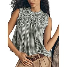 OPCAKM Casual Tops for Women Plaid Babydoll Peplum T Shirts | Sleeveless Flowy Tank,Gingham Cotton Blouse Trendy,Loose Fit for Summer Daily Wear and Outdoor Activities
