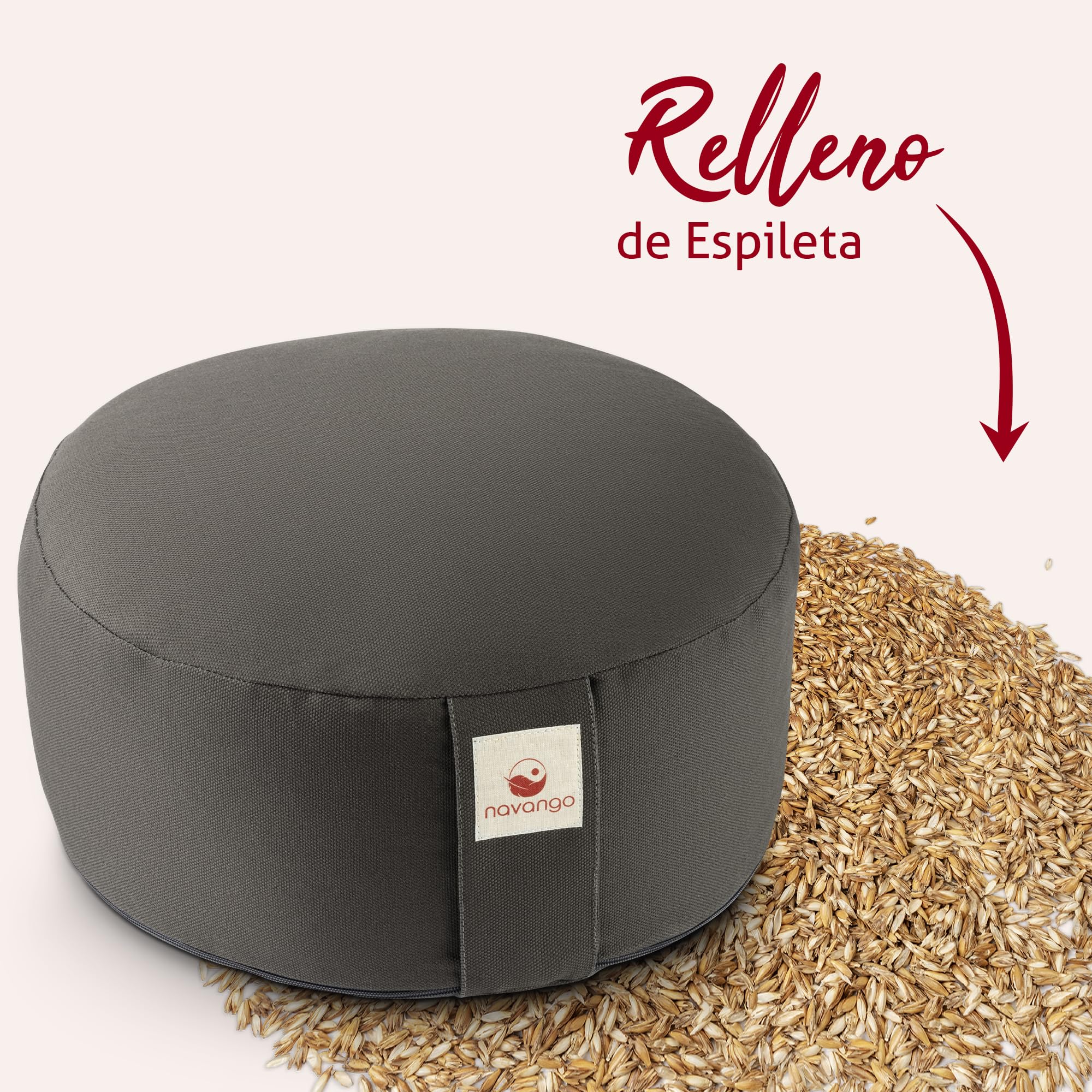 Cojín de Yoga y Meditación Zafu | Altura 15cm | Relleno de Espelta | Algodón 100% | Hecho a Mano en Alemania | Zafu Meditacion Accesorios para Yoga | Funda Lavable