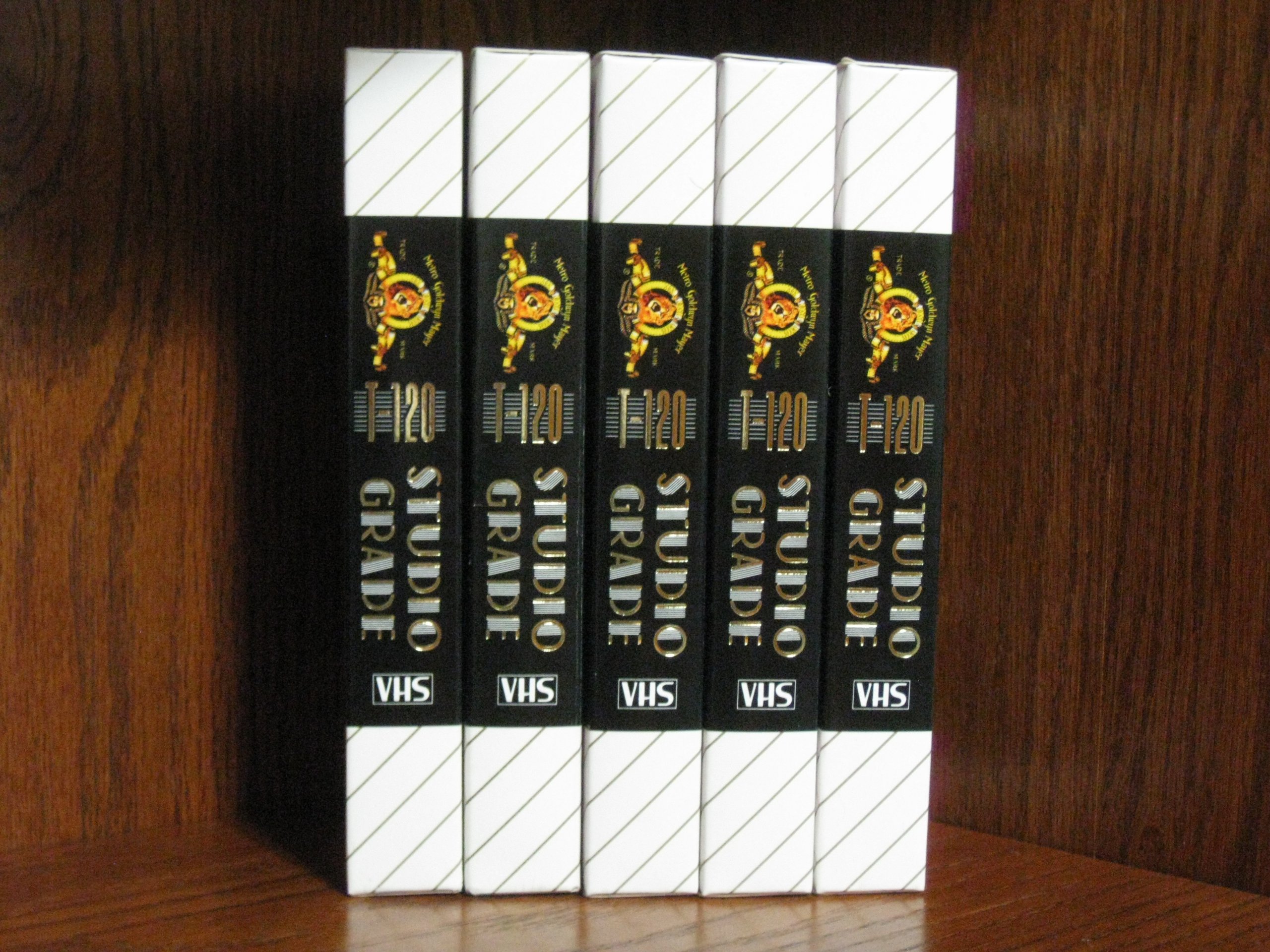 Set of Five High Grade Video Cassettes (VHS) MGM Studio Grade T-120