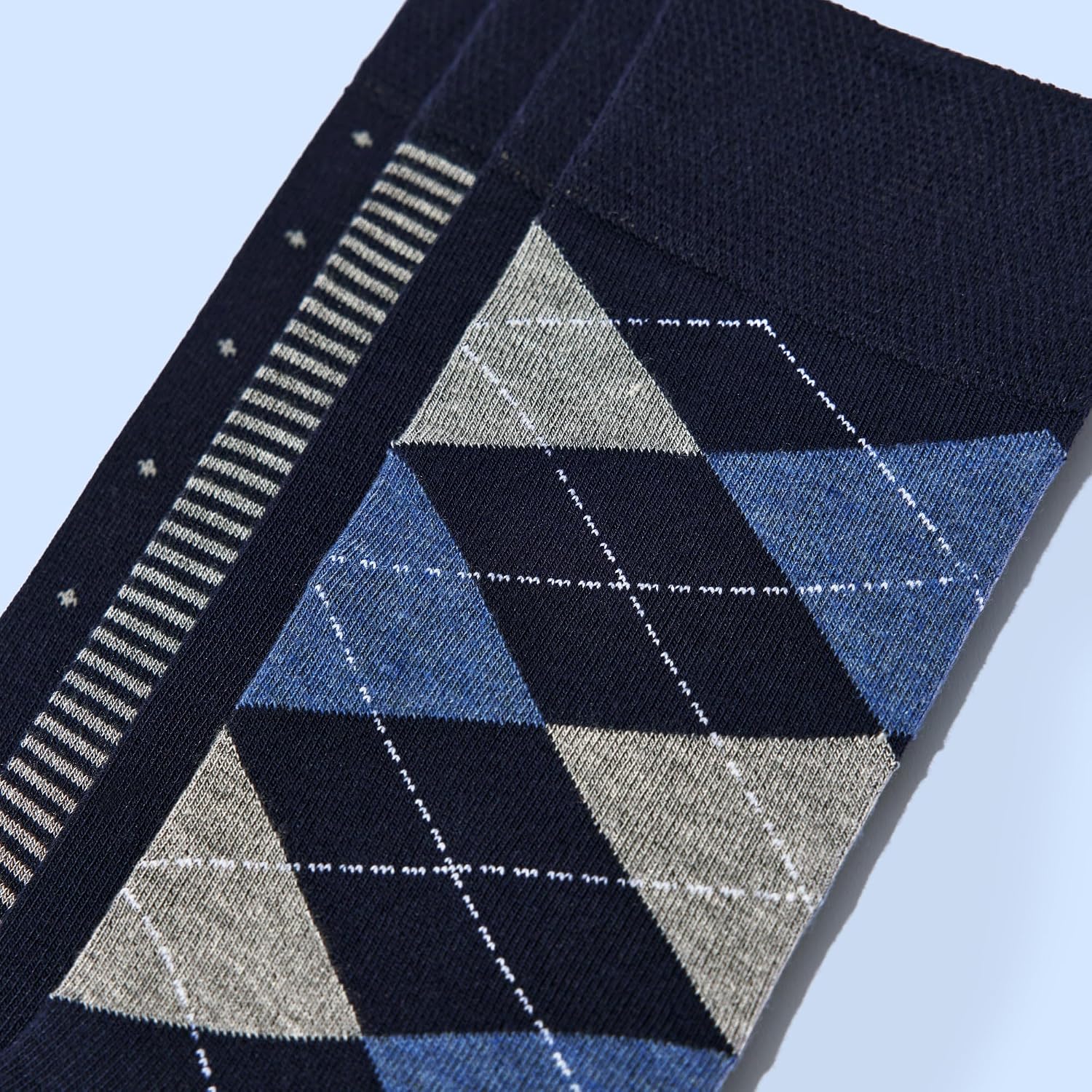 VRD Mens Dress Socks, Bamboo Rayon 5-Pack, Assorted Pattern Crew Length Mid-Calf Socks for Men Shoe Size 8-13