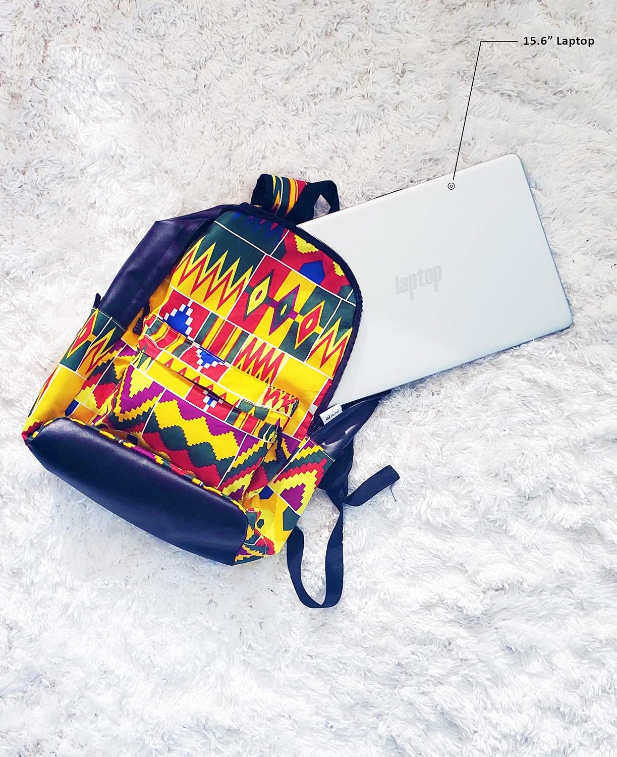 Buy 1 get 1 aj47 15.6 inch Laptop Bag/Backpack in African colorful Print - Kente