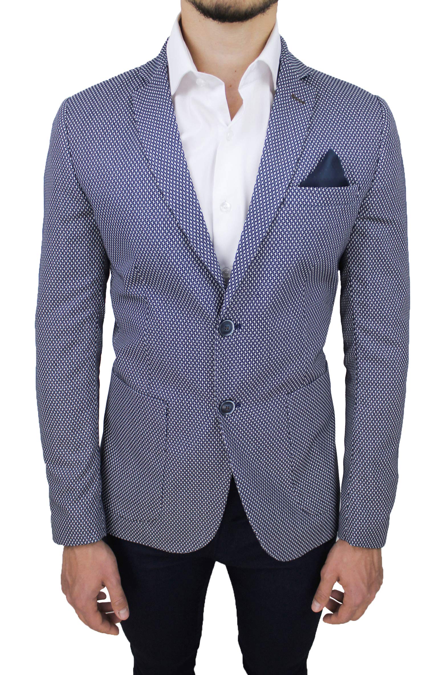 Evoga Giacca Blazer Uomo Sartoriale Blu Estiva Elegante 100% Made in Italy