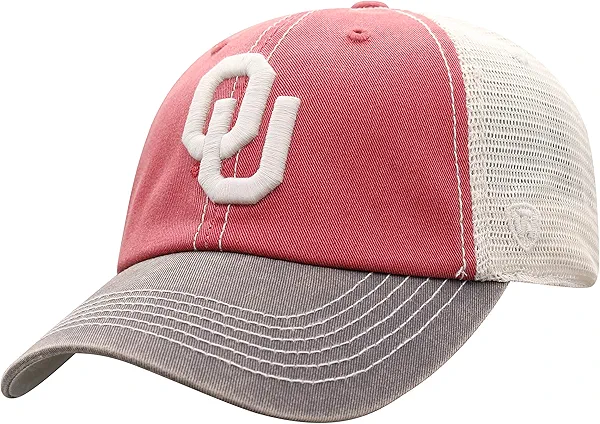 Top of the World Oklahoma Sooners Men's Relaxed Fit Adjustable Mesh Offroad Hat Team Color Icon, Adjustable
