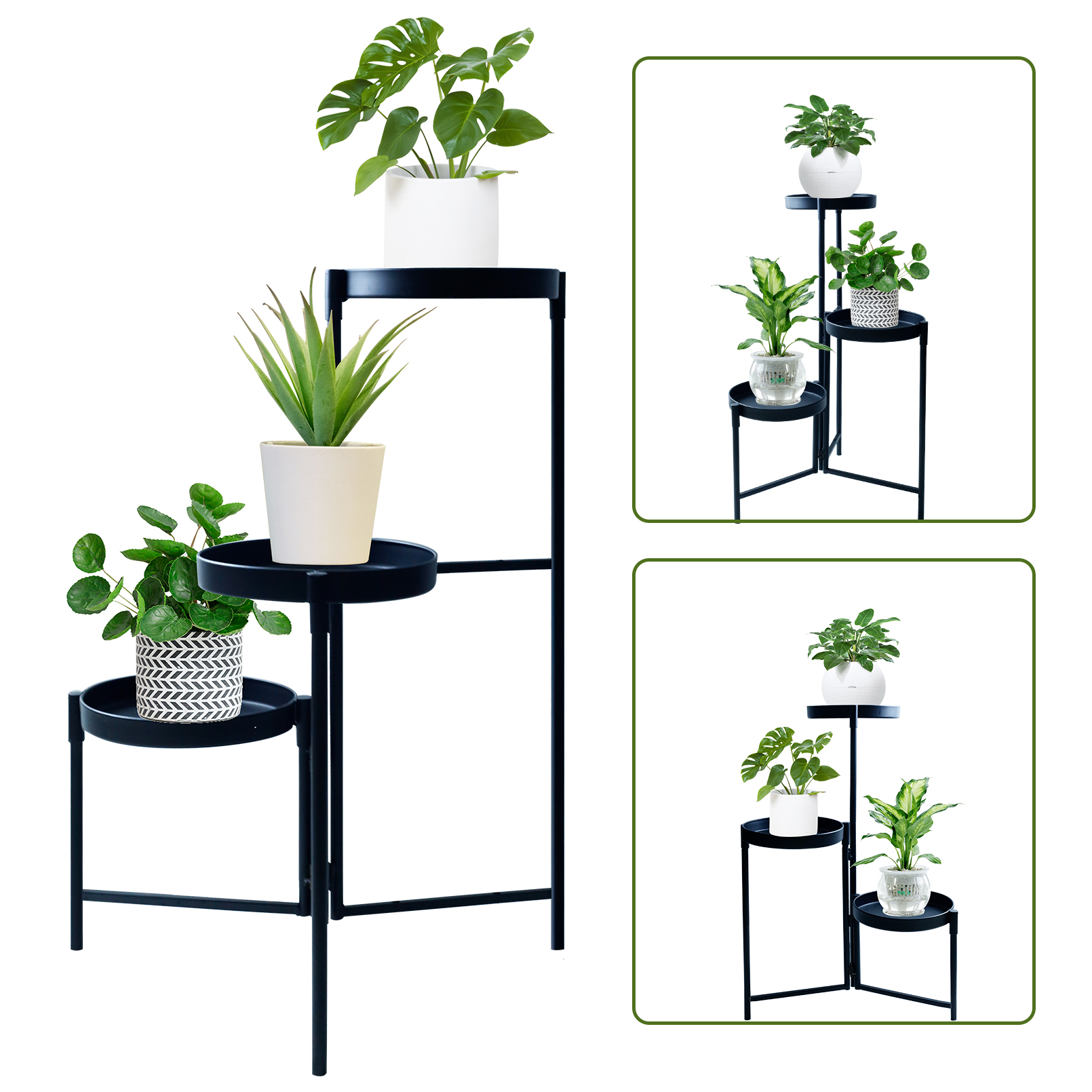 VECELO Soporte Para Plantas De 3 Niveles Para Interiores Y
