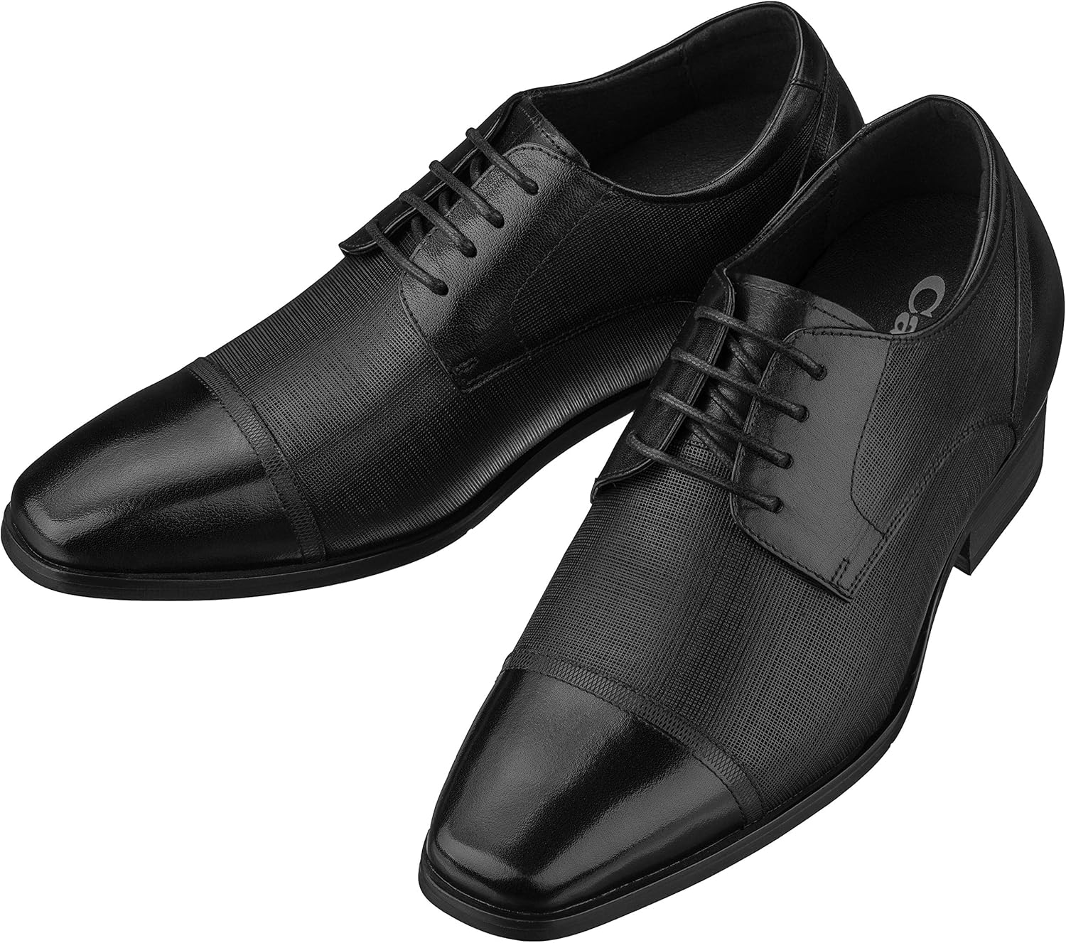 CALTO Men's Invisible Height Increasing Elevator Shoes - Black Premium Leather Lace-up Formal Oxfords - 3.2 Inches Taller - Y40552 - Size 9 D(M) US - Image 6