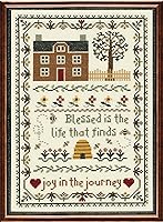 Janlynn 50222 Counted Cross Stitch Kit - Joy in The Journey 14 Count Blue Aida, 7.75x11.25 Complete Beginner Set