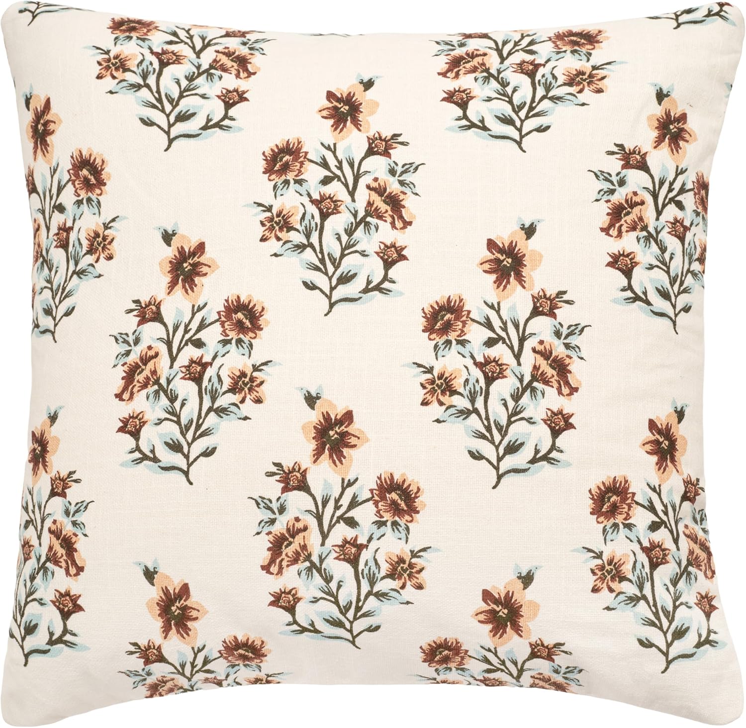 Chanasya Luna & Serena Eco-Friendly Recycled Cotton 20x20” Pillow Covers, Set of 2 - Bloom Orange Floral Print Decorative Throw Pillow Covers - 2 Covers