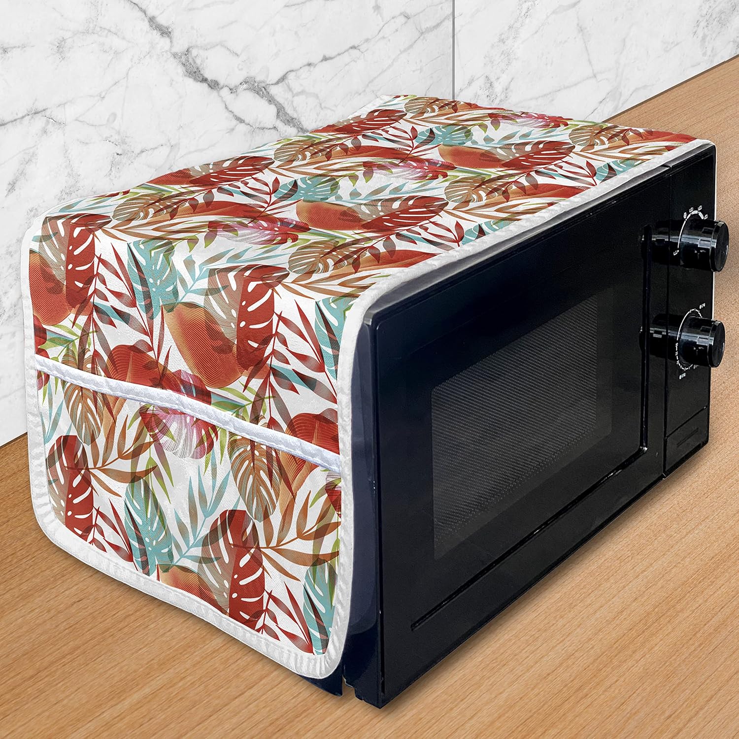 Ambesonne Folk Art Washing Machine Organizer Pack of 2, Culture Themed Traditional Polish Flower Ornamental Motif on Dark Background, Anti-Slip Cover for Washers Dryers, 47" x 18.5", Black Blue