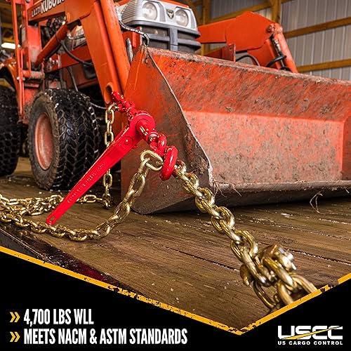 Miniatura 7 de US Cargo Control Juego de carpetas de cadena y trinquete cadena de grado 70 de 516 pulgadas x 20 pies, asegura fácilmente cargas pesadas a un camión