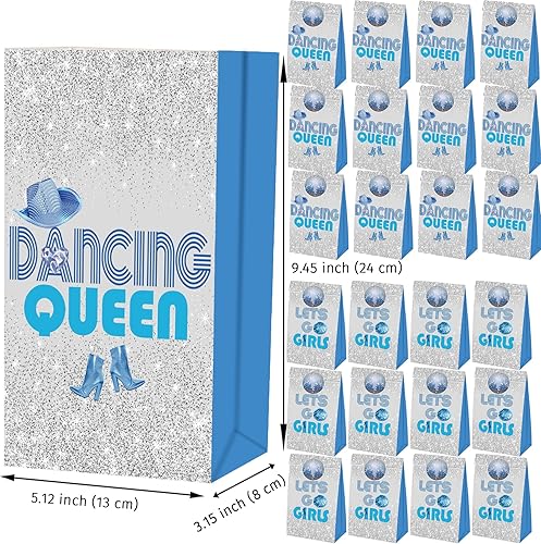 Miniatura 2 de HAPPARTY Bolsas de regalo de fiesta de Dancing Queen, 24 piezas con calcomanías de bola de discoteca, para bailar reina, bolsas de regalos de