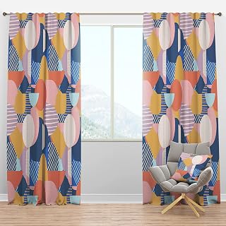 DesignQ Mid Century Blackout Curtains – Modern Geometric Shapes Pattern – Curtains for Bedroom & Curtains for Living Room – Curtains & Drapes – Single Panel – 52x95